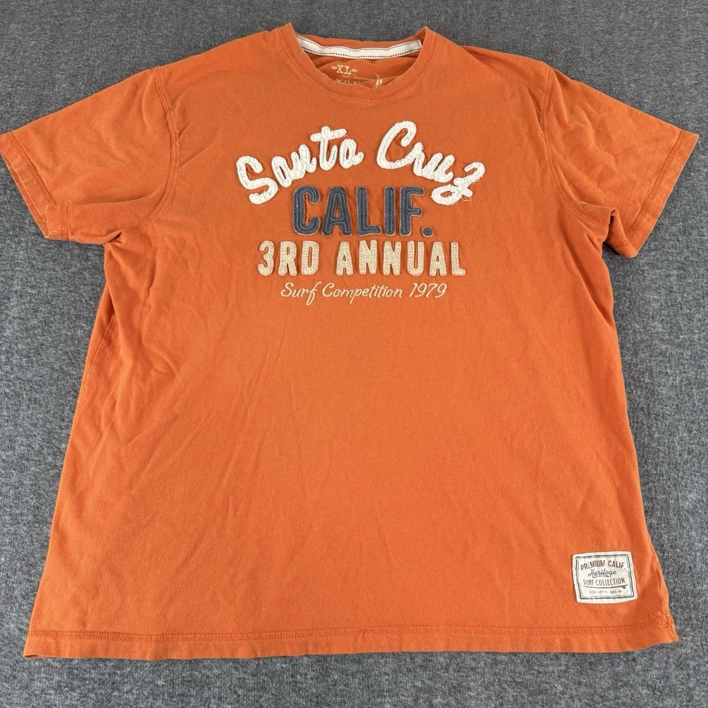 Old Navy Surf Graphic T Shirt XL Orange Santa Cruz Calif 1979 Mens